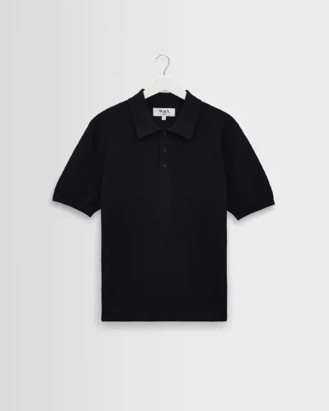Naples - Navy Retro Diamond Knitted Polo