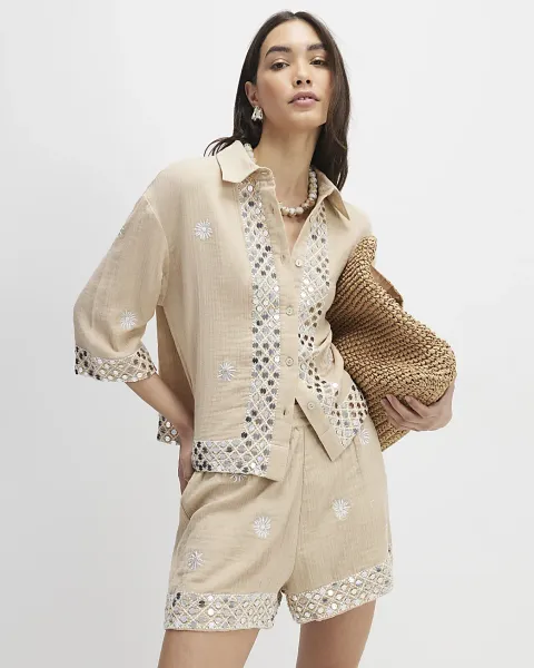 River Island Sequin Embellished Floaty Shorts