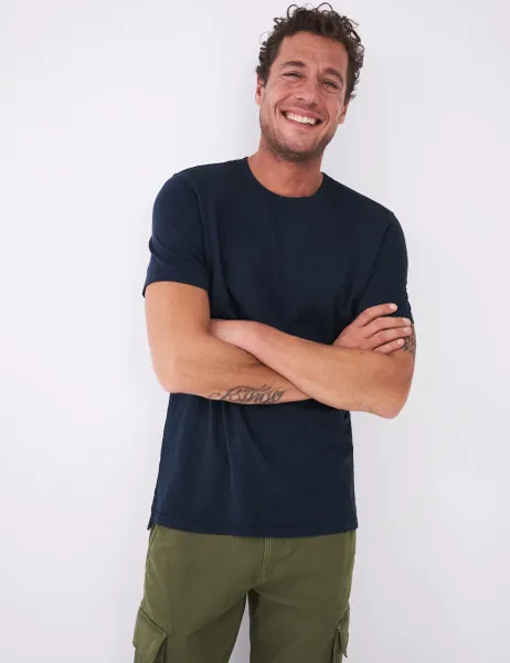 White Stuff Pure Cotton Crew Neck T-Shirt Navy