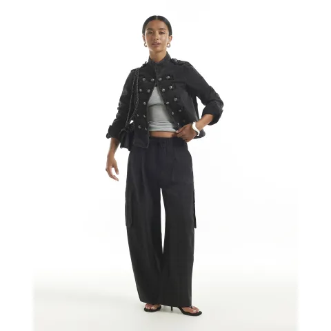 River Island Petite Check Smart Joggers