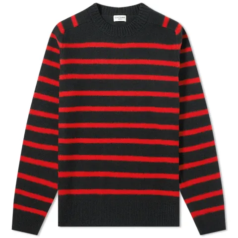Wool Felt Stripe Crew Knit
