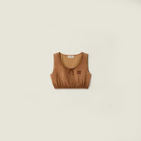 Waxed suede crop top