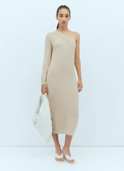One-Sleeve Rib Maxi Dress