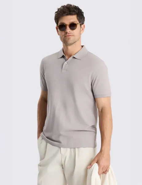 Moss Cotton Rich Piqué Polo Shirt Grey