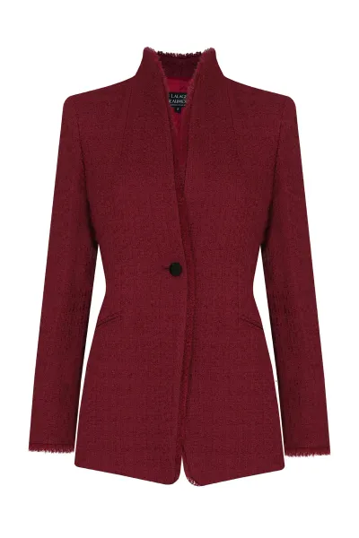 Lalage Beaumont Isabelle Jacket in Dark Rose Boucle