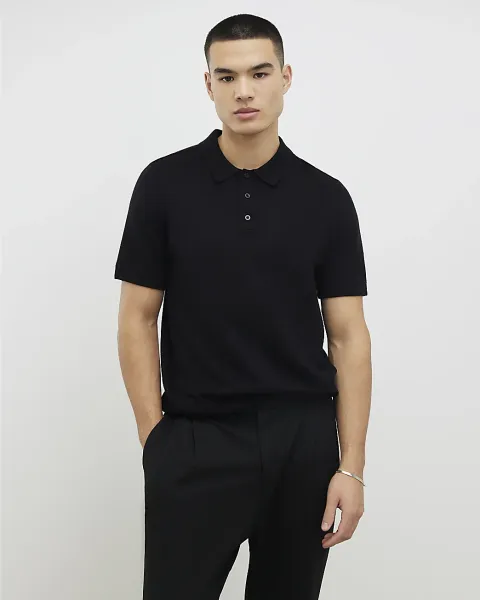River Island Essential Slim Fit Knitted Polo Shirt