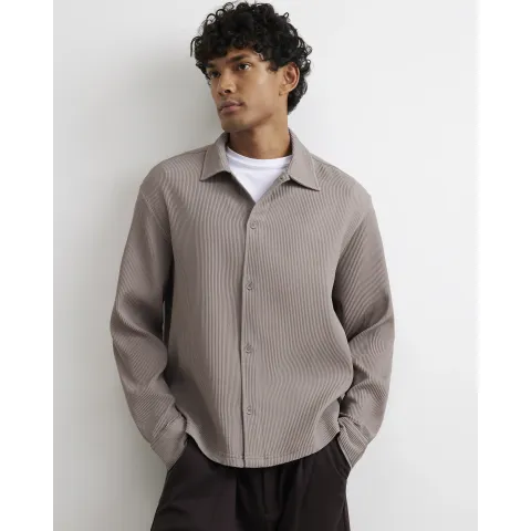 River Island Boxy Fit Long Sleeve Plisse Shirt
