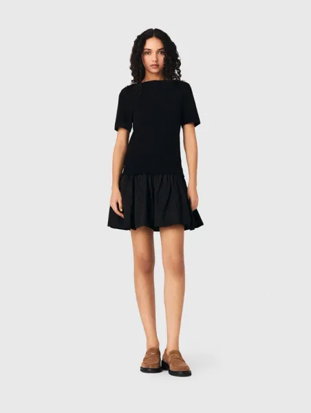 Maje Short knit and taffeta dress