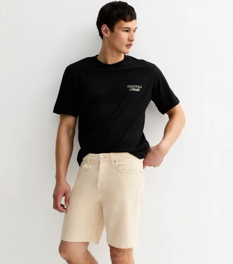 Men's Cream Denim Shorts
