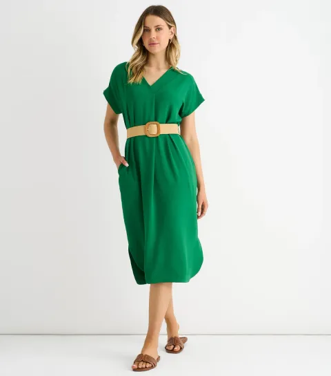 Women's Green Oversized Midi Dress