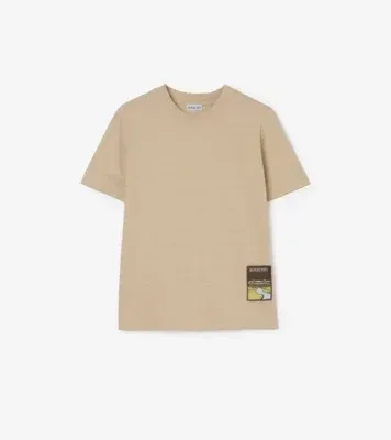 Landscape Label Cotton T-shirt in Dune beige melange