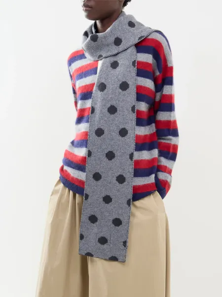 Damson Madder Merion Reversible Wool Scarf - Grey Spot