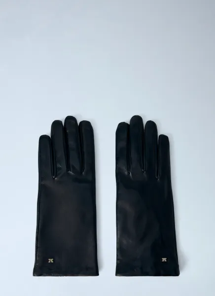 Leather Gloves with Logo Detail