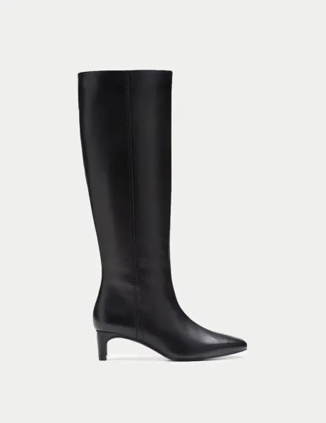 Clarks Leather Stiletto Heel Knee High Boots