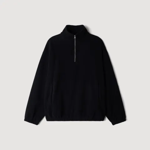 Zipped standing collar sweatshirt