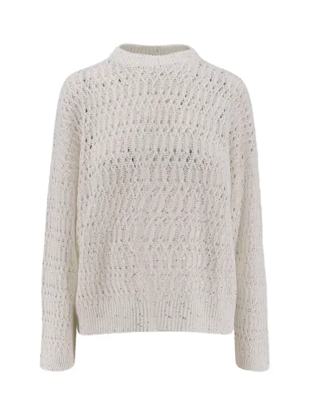 Open Knit Sweater L beige