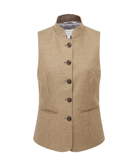 Schöffel Country Millport Tweed Nehru Waistcoat - Houndstooth Tweed