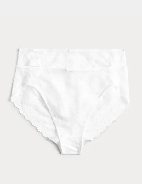 Marks & Spencer 2 Pack Ida Lace High Waisted High Leg Knickers White