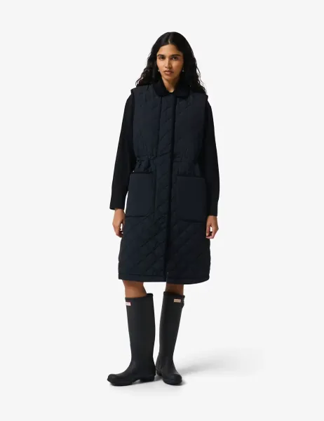 Hunter Quilted Longline Gilet Black