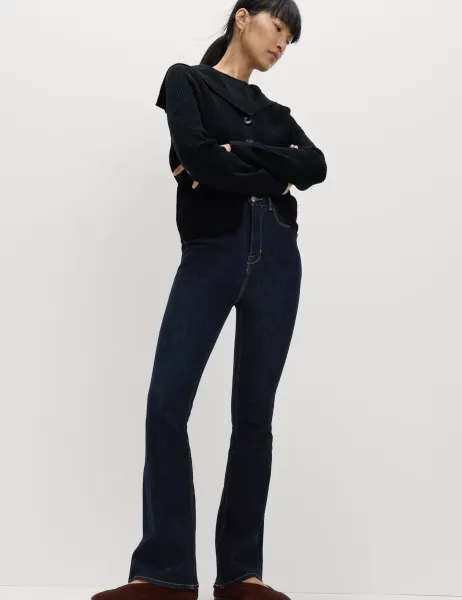 Marks & Spencer Magic Shaping High Waisted Slim Flare Jeans Indigo Mix