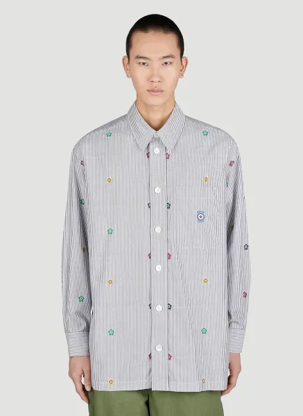 Embroidered Oversized Striped Shirt