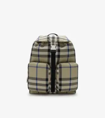 Medium Check Backpack in Lichen beige