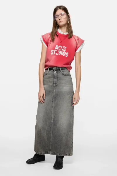 Long denim skirt