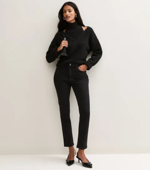 New Look Women's Petite Black Cotton Rich Cigarette Slim Leg Jeans