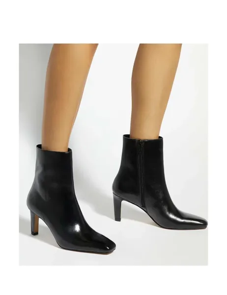 Dune London Wide Fit Leather Square Toe Ankle Boots Black