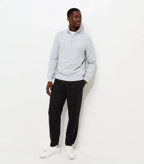 Men's Black Cotton Regular Fit Woven Pintuck Trousers