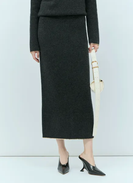Chain-Edge Knit Skirt