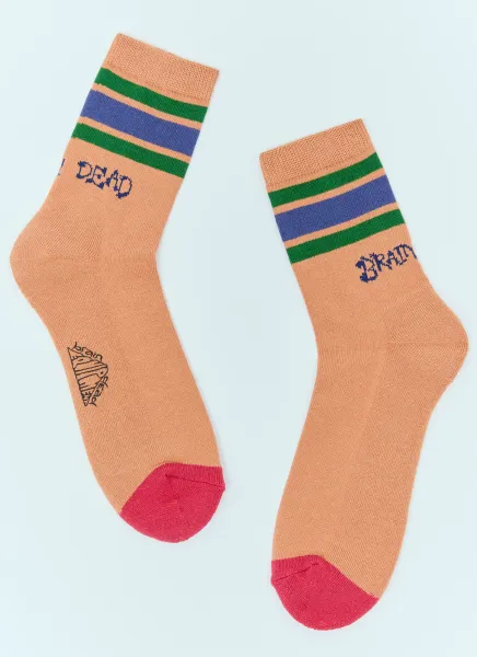 Logo Striped Quarter Socks