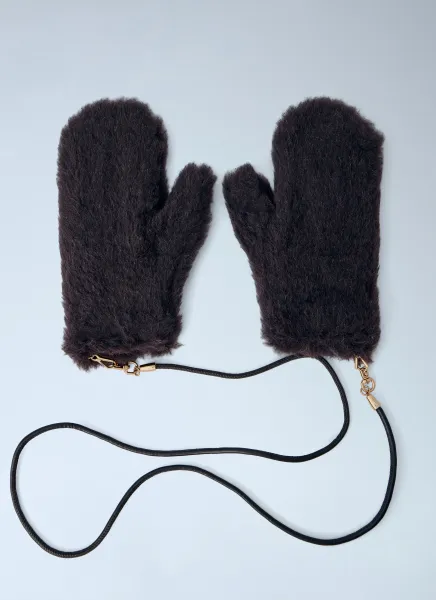 Max Mara Ombrato Teddy Fabric Mittens