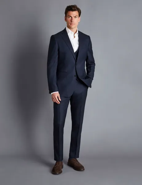 Charles Tyrwhitt Slim Fit Super 120s Wool Suit Trousers Navy