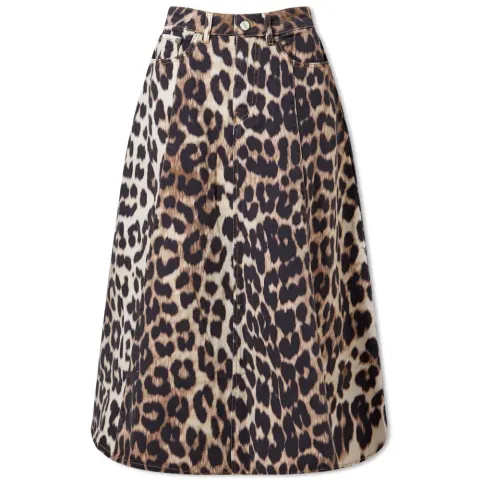 Print Leopard High Waist A-Line Skirt