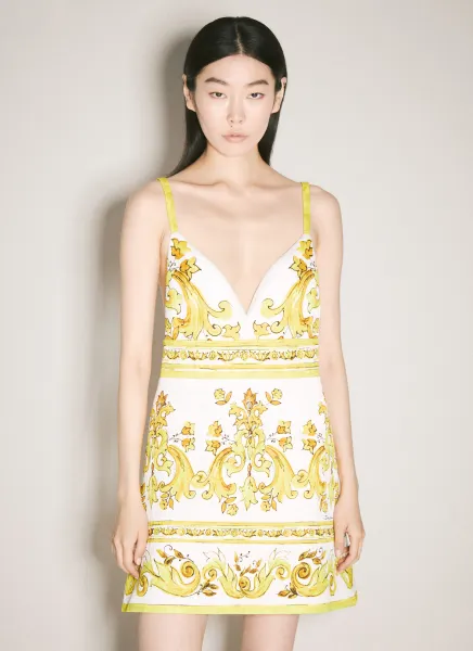 Majolica-Print Brocade Dress