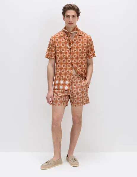 Marks & Spencer Quick Dry Textured Swim Shorts Burnt Orange