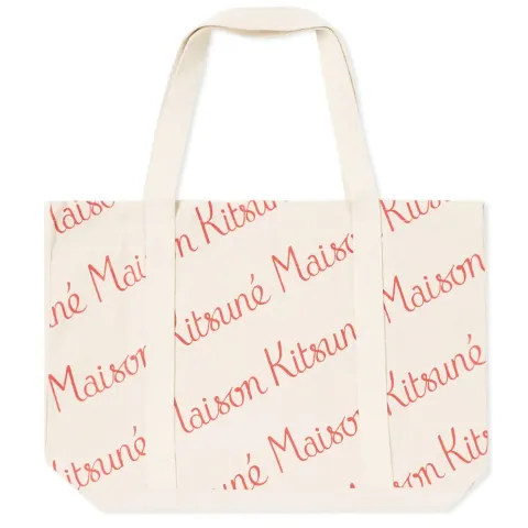 Maison Kitsuné Allover Print Shopping Bag