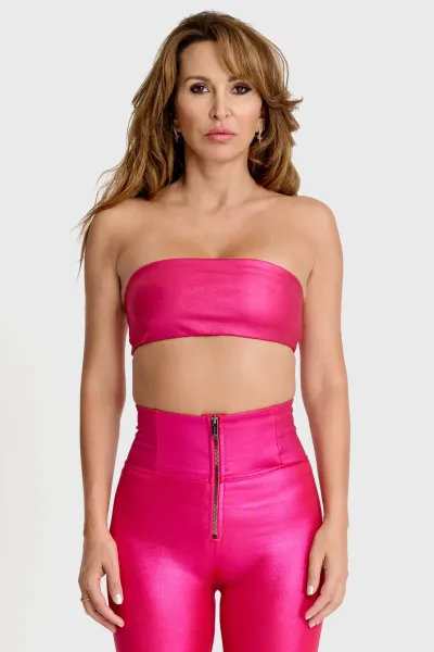 Freddy Metallic Strapless Bandeau - Hot Pink