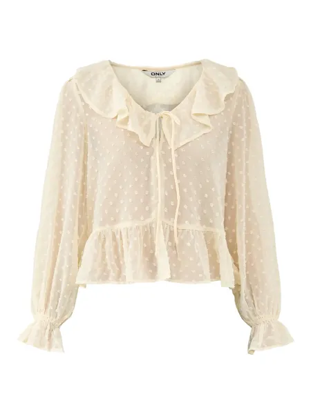 Only Isla Long Sleeve Frill Dobby Top