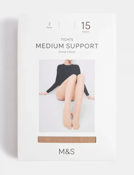 Marks & Spencer 15 Denier Medium Support 2 Pack Tights Rose Quartz