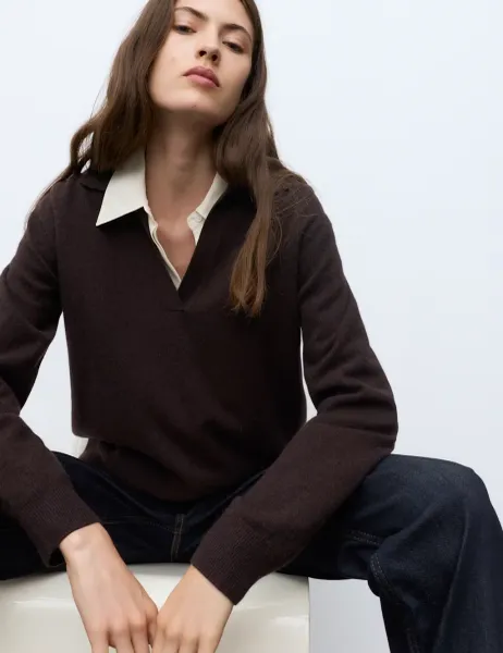 Autograph Pure Cashmere Relaxed Fit Knitted Top Bitter Chocolate