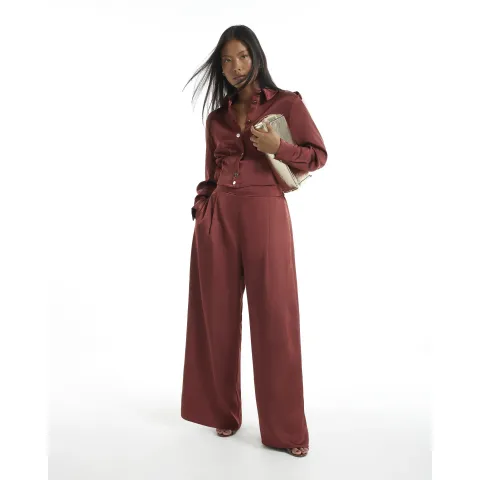 River Island Petite Satin Wide Leg Trousers
