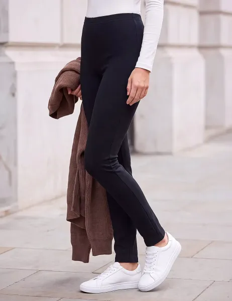 Roman Fleece Lined Mid Rise Leggings Black Mix