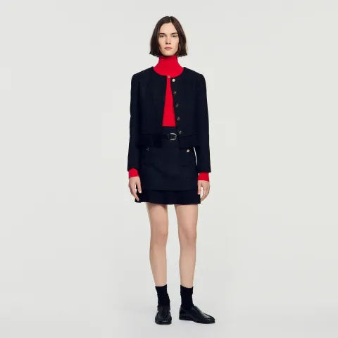 SANDRO 2-in-1 tweed skirt