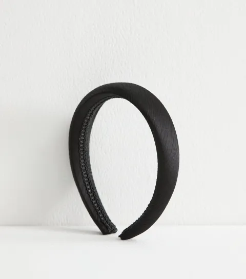 Black Satin Padded Headband