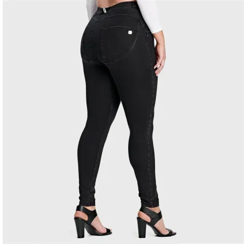Freddy WRUP Curvy Denim - High Waisted - Full Length - Black + Black Stitching