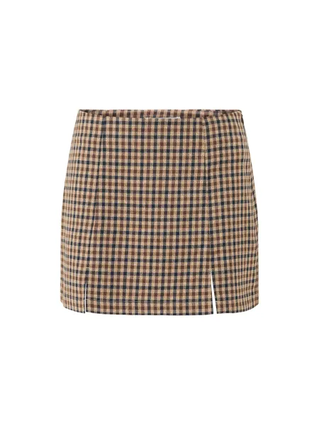Only Violetta Check Slit Mini Skirt