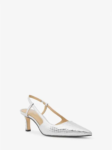 Alora Metallic Snake Embossed Leather Slingback Pump