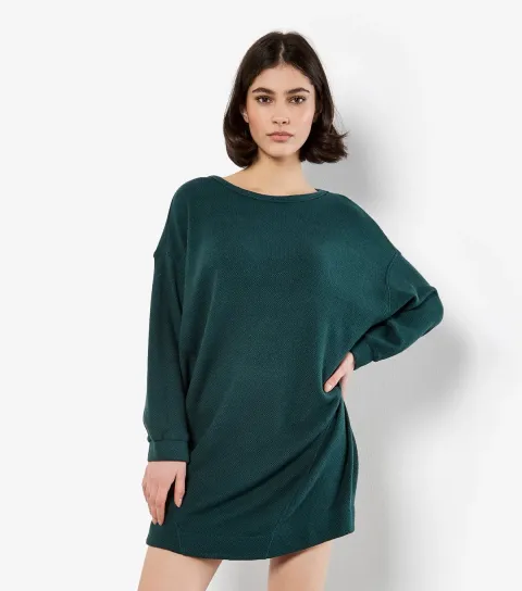 Women's Dark Green Honeycomb Oversized Dress